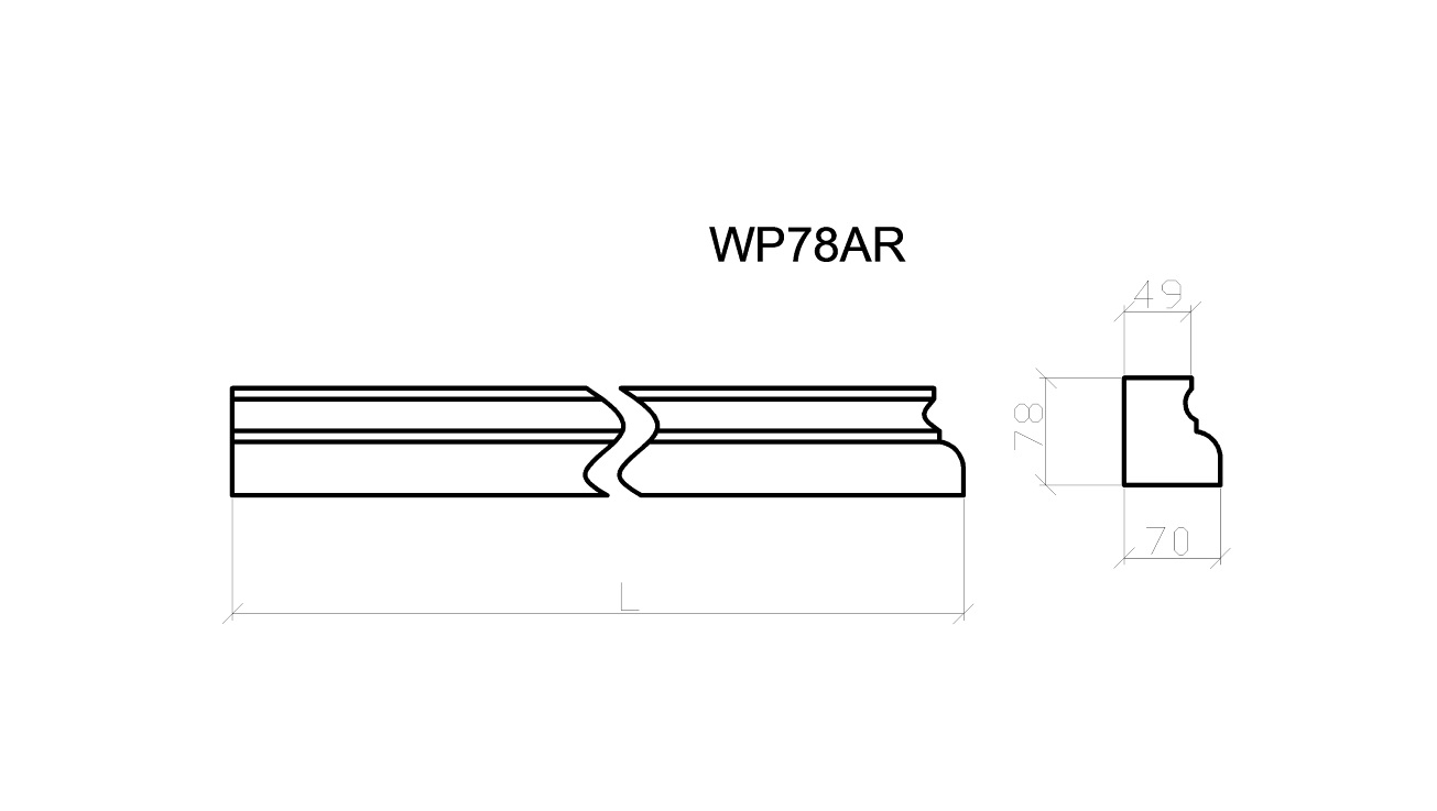WP78AR, плита подоконная h78мм, правый поворот