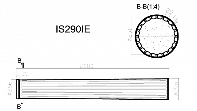 IS290IE, стержень колонны с каннелюрами d295-266мм, L2080мм