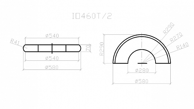 IO460T_2, полупьедестал округлый для колонн D460-540, H=70мм (dвнутр =280мм)