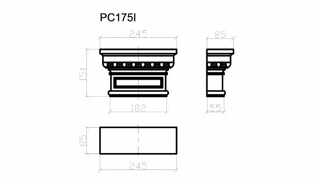 PC175I, капитель ионическая пилястр шириной 175мм