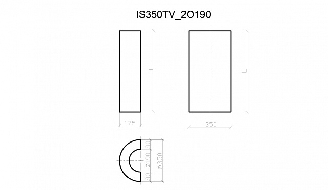 IS350TV_2O190, стержень полуколонны без каннелюр D350мм, (dвнутр=190мм)
