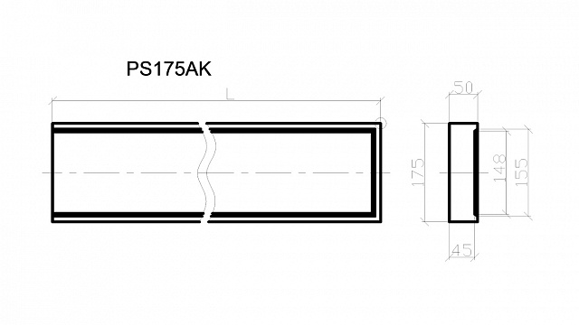 PS175AK, пилястра простая шириной 175мм концевая