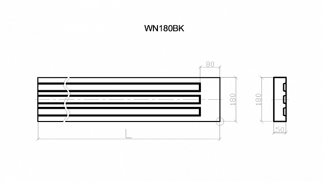 WN180BK, тяга оконная 180х50, концевой элемент