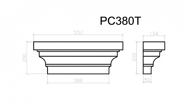 PC380T, капитель пилястры  552х200х134