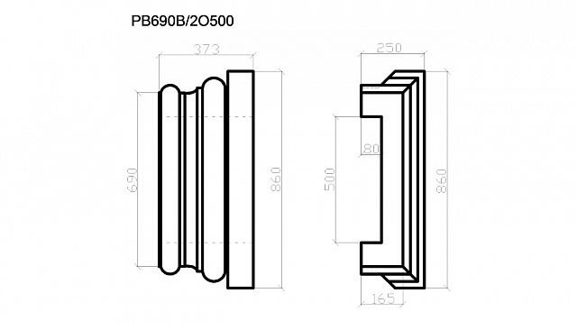 PB690B_2O500, база пилястры