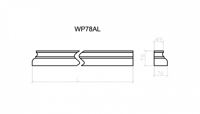 WP78AL, плита подоконная h78мм, левый поворот