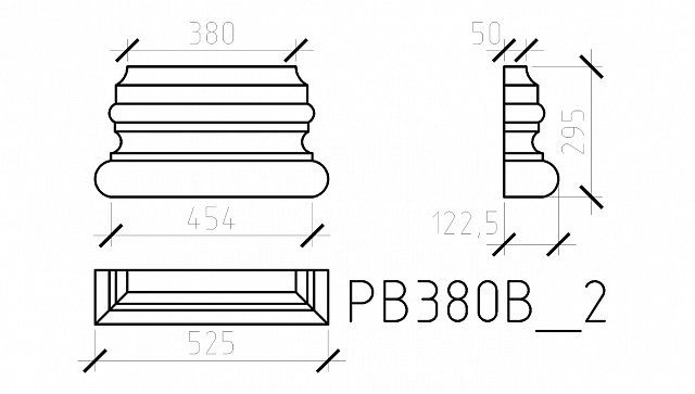 PB380B_2, база пилястры h295мм.