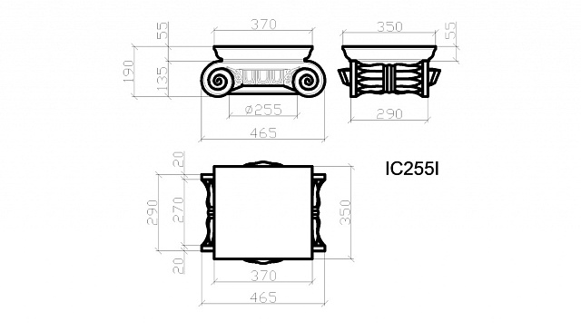 IC255I, капитель ионическая колонны D255мм