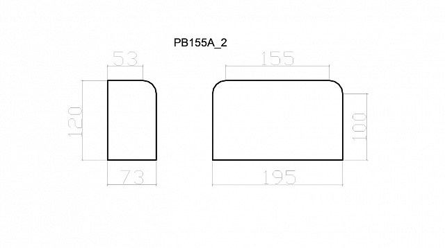 PB155A_2, полубаза  пилястры h120 мм
