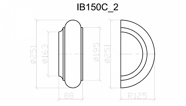 IB150C_2, полуоснование округлое для колонн D150мм