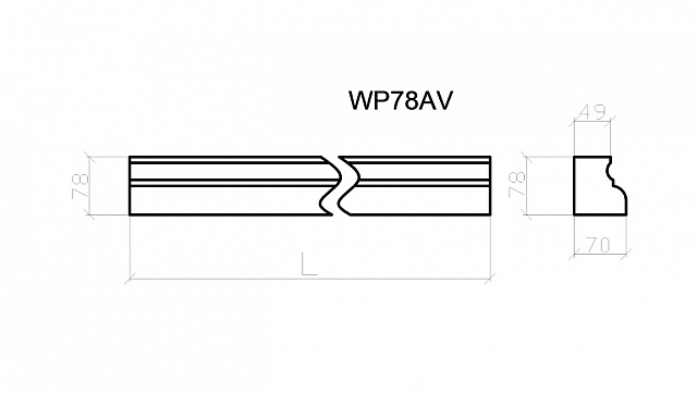 WP78AV, плита подоконная h78мм, вставка