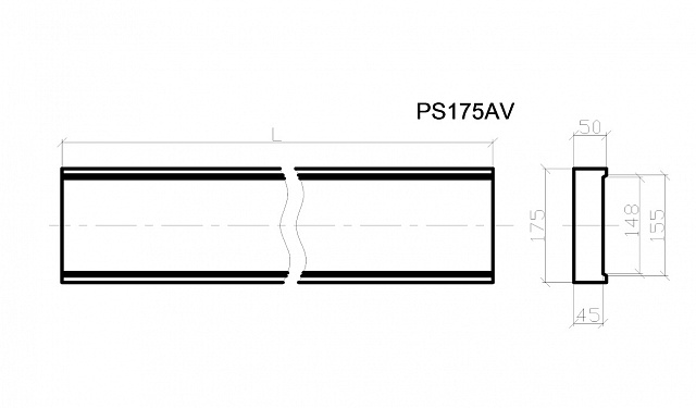 PS175AV, пилястра простая шириной 175мм вставка