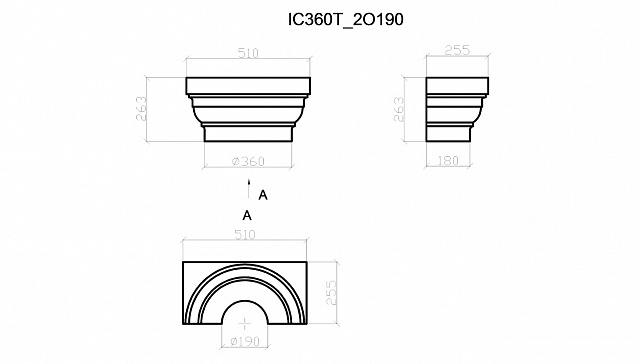 IC360T_2O190, полукапитель колонны d190мм h263мм